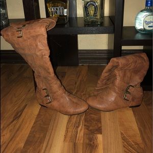 Brown Leather Knee High Boots